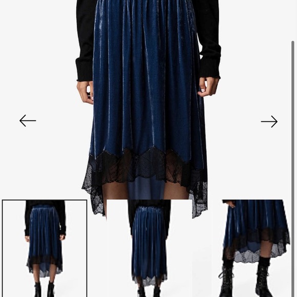 Zadig & Voltaire velvet midi Joslin lace hem skirt - Picture 3 of 7